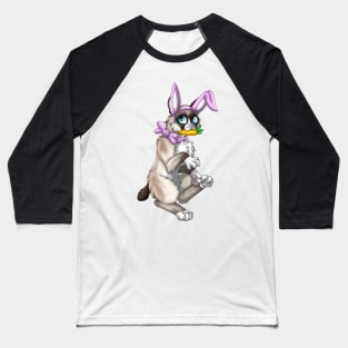 Bobtail BunnyCat: Snowshoe Point (Pink) Baseball T-Shirt